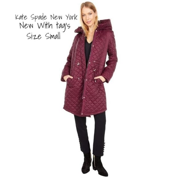 kate spade new york Jackets & Blazers - Kate Spade New York Women's Hooded Quilted Anorak Coat Small Mulberry New NWT